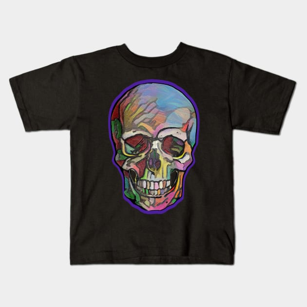 The Happy Skull (Purple) Kids T-Shirt by Diego-t